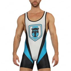 New Men's Wrestling Singlets Suit One Piece Bodysuit Professional Coverall Training Competition Freestyle GYM Wrestling Skinsuit