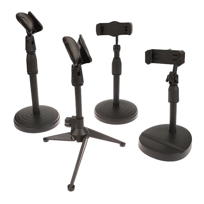 Adjustable Desktop Microphone Stand - Mini Portable Tripod with Mic Clip Holder | Lightweight for Live Streaming & Podcasts