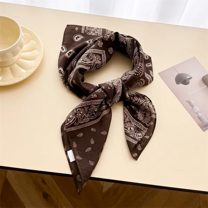 

1Pcs Premium Sense Paisley Cashew Flower Cotton Small Square Scarf Silk Scarf Shawl Sunscreen Decorative Scarf Scarf Headscarf