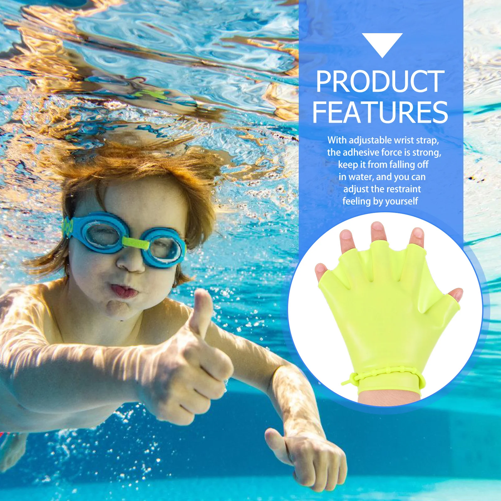 

2Pcs Swim Training Gloves Water Resistance Workout Muscle Strengthening Adjustable Design Soft Skinfriendly Pool Mittens