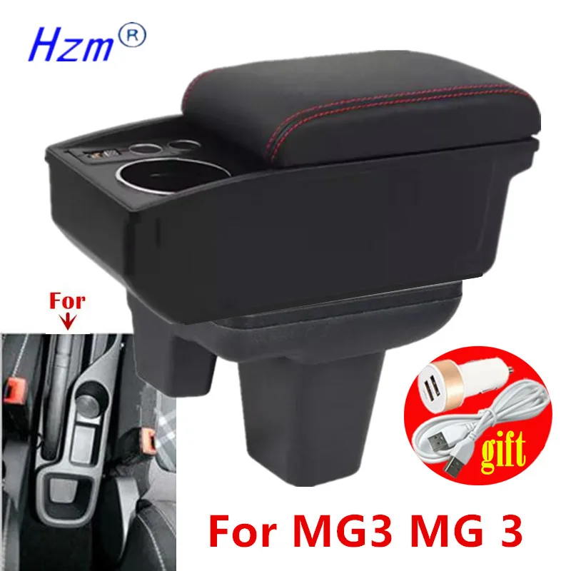 

Автомобильный подлокотник для MG MG 3, подлокотник для гаражей Morris MG3, двухслойный ящик для хранения, подстаканник, внутренняя модернизация, автомобильные аксессуары