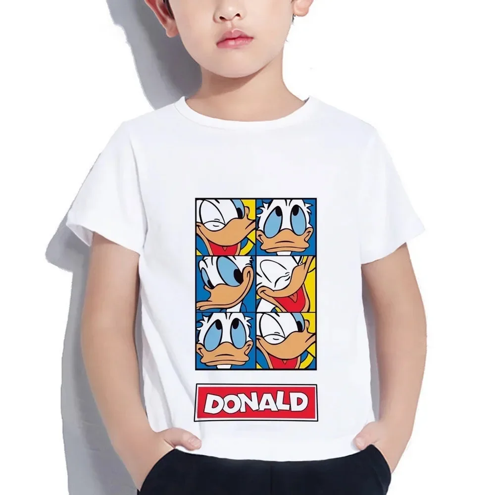 Disney-camiseta infantil casual de manga curta, tops mickey mouse, gola o solta, impressão 3D, roupas de criança, verão, 2024