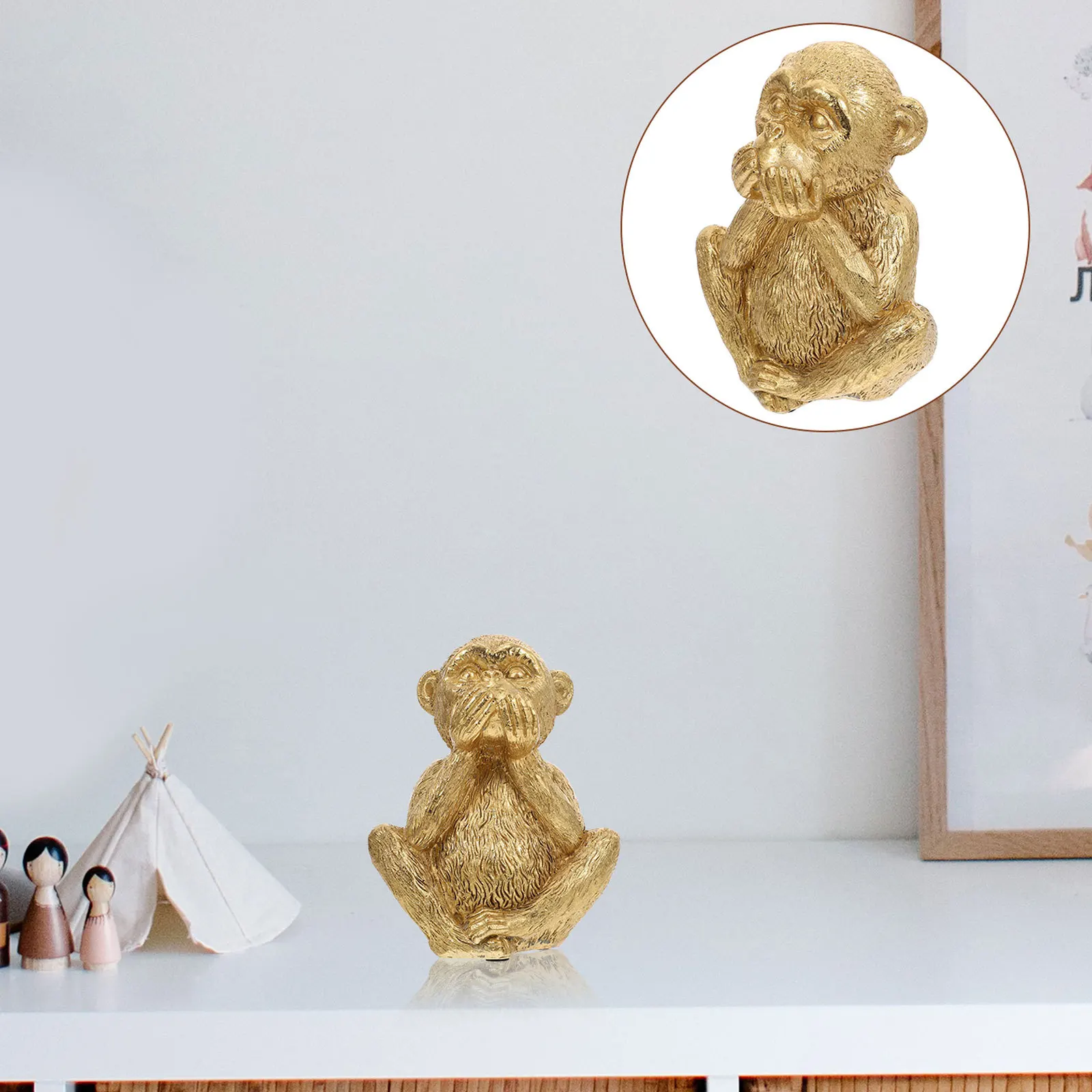 

Mini Monkey Decor Resin Adornment Home Desktop Statue Unique Design Lightweight Portable Indoor Outdoor Display Office Tabletop
