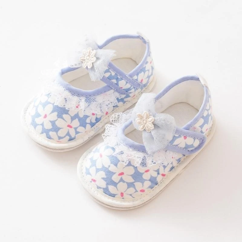 

J15U Print Prewalker Shoes Comfortable Shoes Bowknot Party Shoes Breathable Cotton Cloth Shoes Soft Shoes for Infants