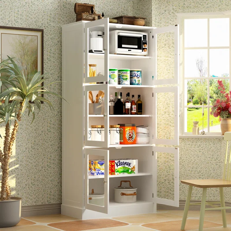 

Made of High-quality Tempered Glass Sturdy and Durable Dining Cabinet White and Elegant Kitchen Pantry