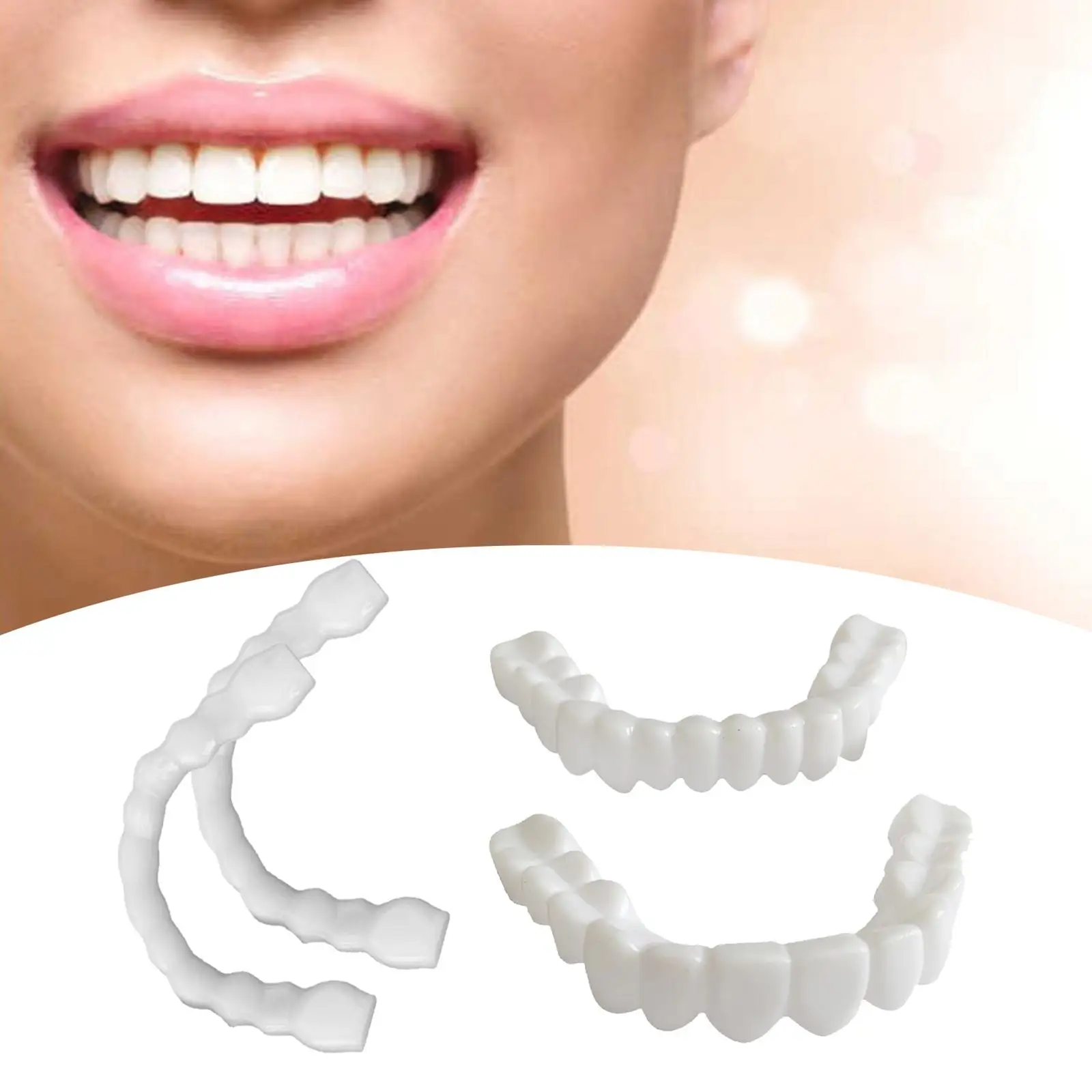 

2xResin Dental Fake Smiling Veneers Upper Lower