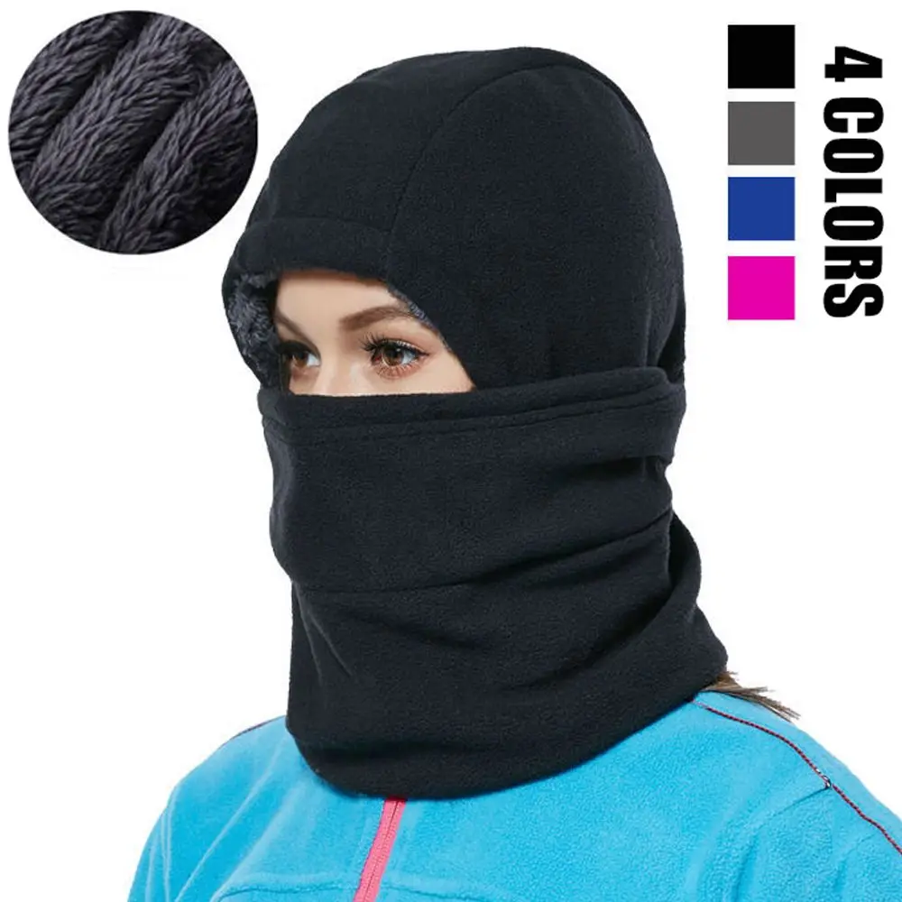 Women Men Thickened Head Cover Polar Fleece Hat Neck Warmer Face Mask Scarf Caps