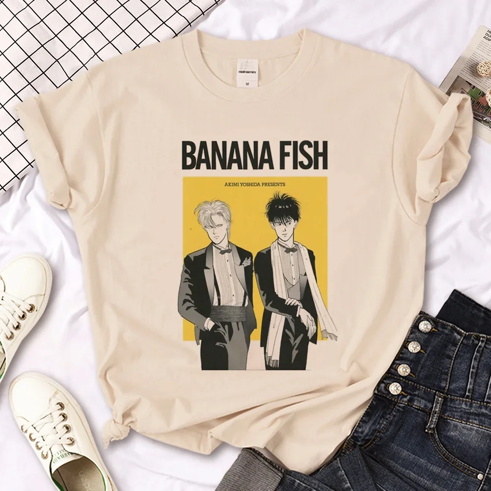 Banana Fish Tshirt Women Summer Streetwear Japanese Top Girl Harajuku Clothes, Fashion Casual Graphic Clothing Short Sleeve