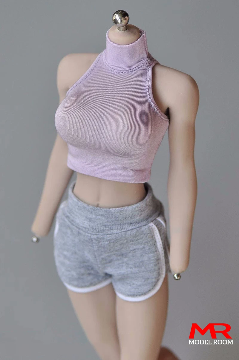 1/6 مقياس الإناث سترة دون أكمام نحيل قمم تي شيرت الملابس نموذج صالح 12 ''أنثى الجندي عمل الشكل الجسم الدمى