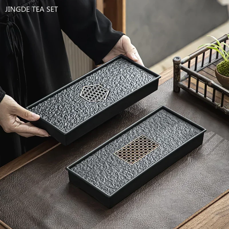 Light Luxury Home Tea Tray Small Water Storage Tea Set Tray Dry and Wet Dual Purpose Tray Traditional Custom Tea Accessories