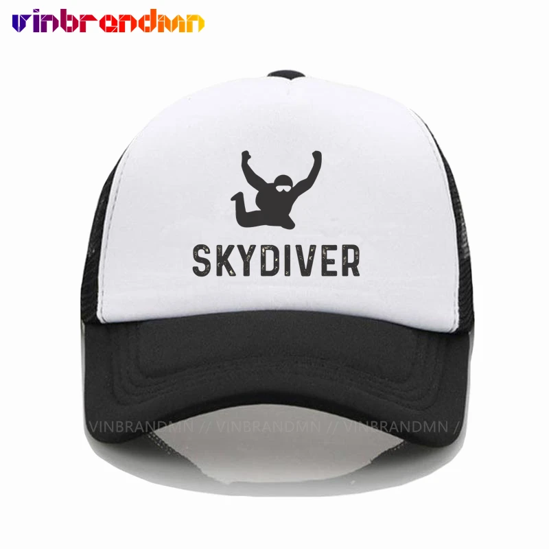 New Funny Design Skydiver Baseball Caps Mesh Summer Skydiver Lover Casual Cool Caps Snapback Adjustable Trucker Caps Sun Hats