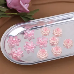 1pcs Pink Girl Heart Pearl Lotus Five-petal Flower Resin Patch Diy Handmade Jewelry Earrings Nail Hair Accessories Material