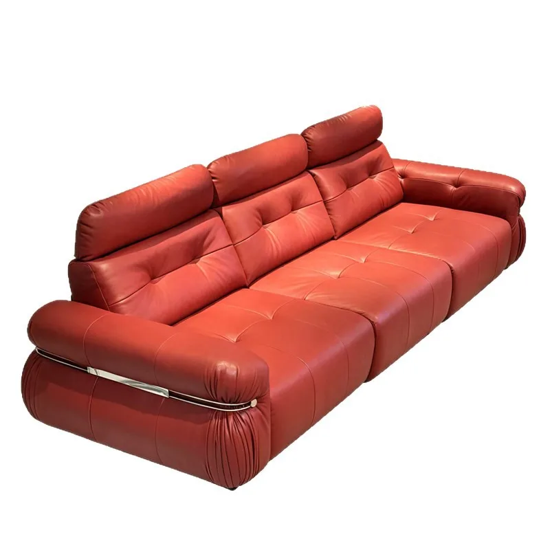 sofa, leather sofa, zero against the wall, high-end feeling, retractable living room, multi-functional integrated dual-use