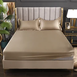 Fashionable Satin Elastic Fitted Sheet No Pillowcases Elastic Bands For Mattress Cover King Size 200*220 Bed Cover Bedding