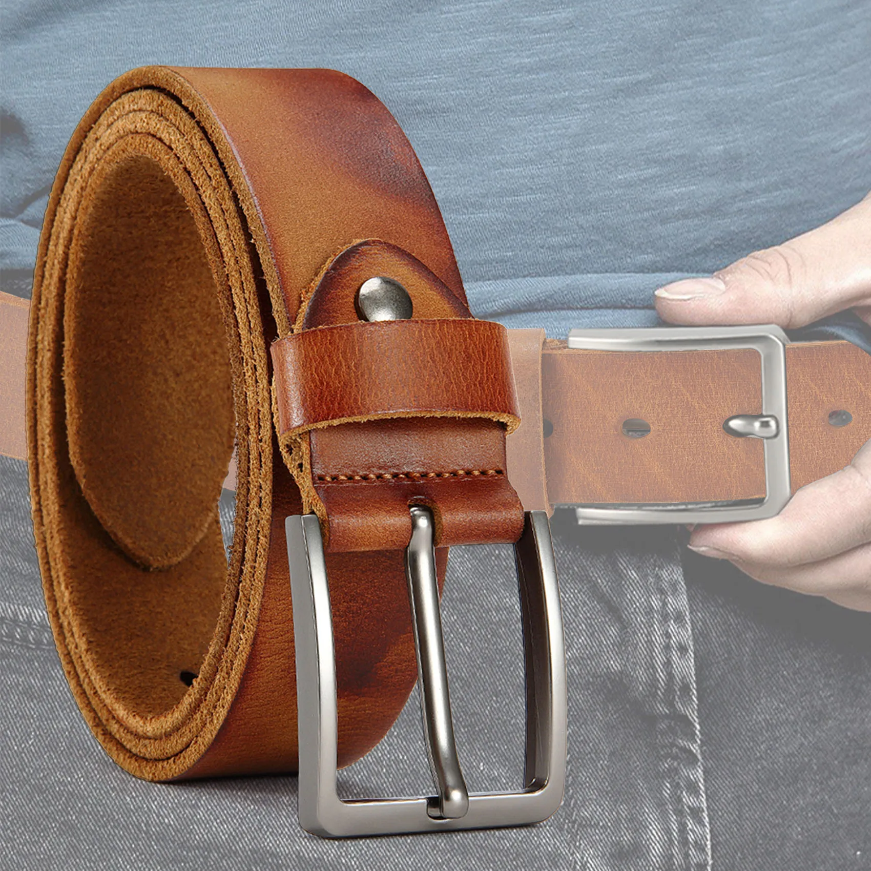 

Натуральная кожа для мужчин, высококачественные джинсы с пряжкой, повседневные ремни из коровьей кожи, деловые ковбойские ремни