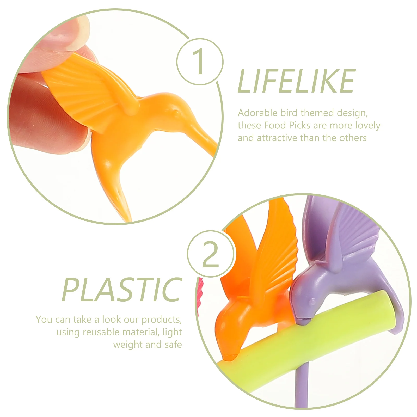 

2 Sets Flying Little Bird Picks Cute Animal Fruit Sticks Kids Reusable Appetizer Decorative Food Picks Kitchen Bar Supplies