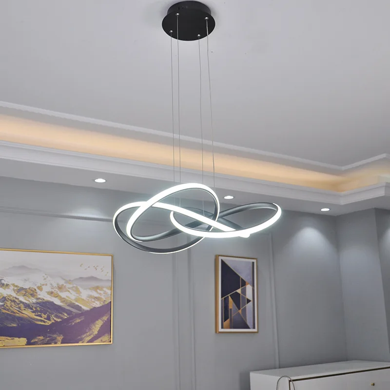 Wave Linear Hanging Ceiling Lamp Aluminum Nordic Modern Led Ring Pendant Light Dining Room Living Room Bedroom Decor Chandelier