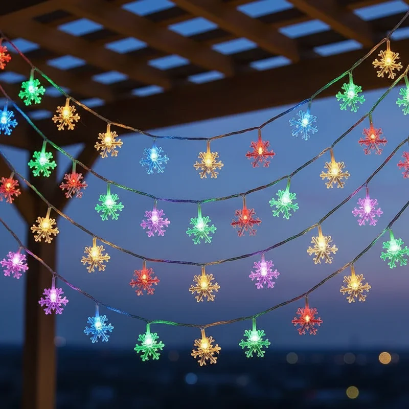 Snowflake LED String Fairy Light Garland Wedding Decor Christmas Decor for Home Navidad Party Decoration