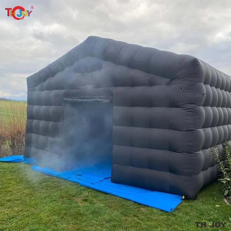 8x6m Black Inflatable Nightclub Tent with Disco Light N Fog Machine Portable Carnival Inflatable Party Tent House