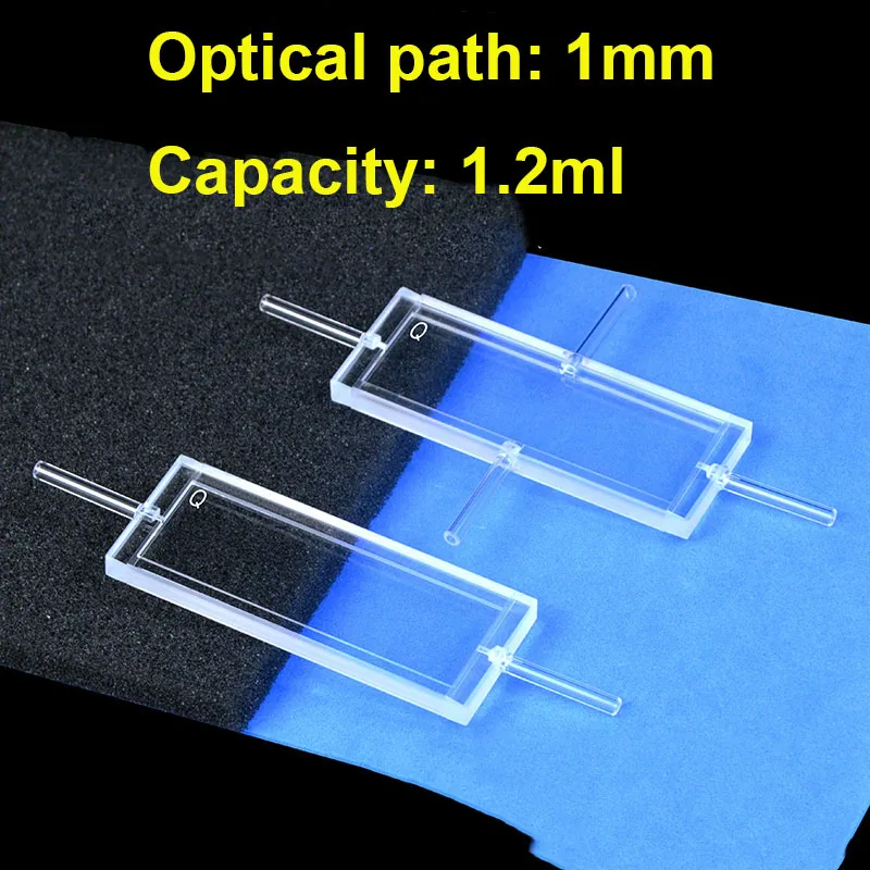 UV 변속기 광학 경로 석영 플로우 셀 비색 접시 유리관 조인트, 1 개, 1mm