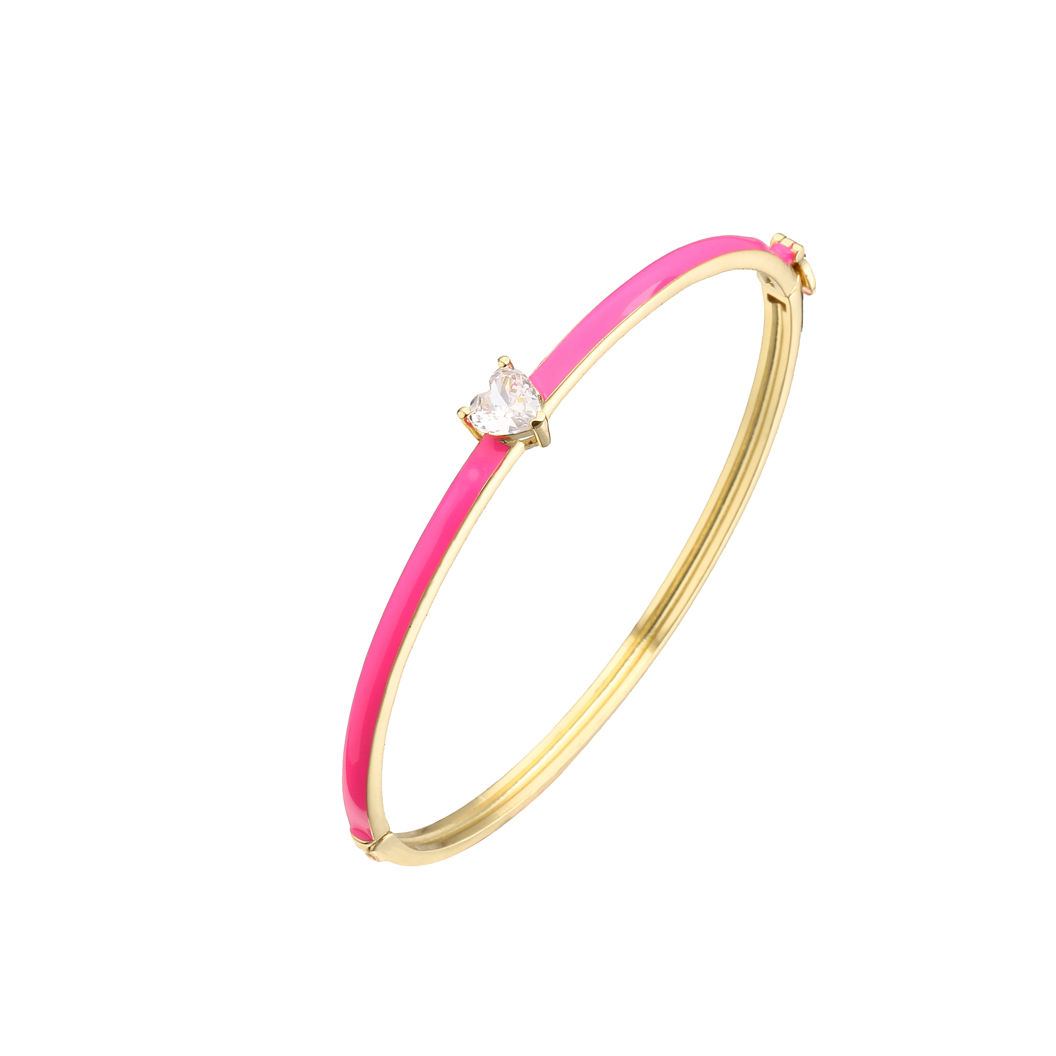 HECHENG, Love Heart Bangle Candy Bracelet for Women Rose Neon Green Enamel Bracelet, Gold Color Infinity Jewelry wholesale