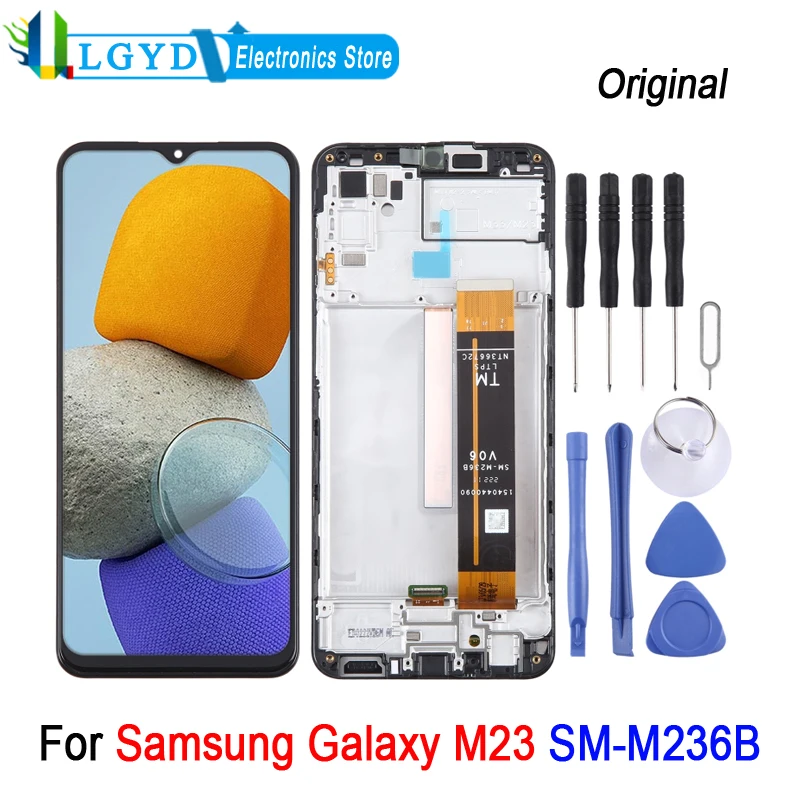 

LCD Screen with Frame For Samsung Galaxy M23 SM-M236B Phone LCD Display and Digitizer Full Assembly Repair Spare Part