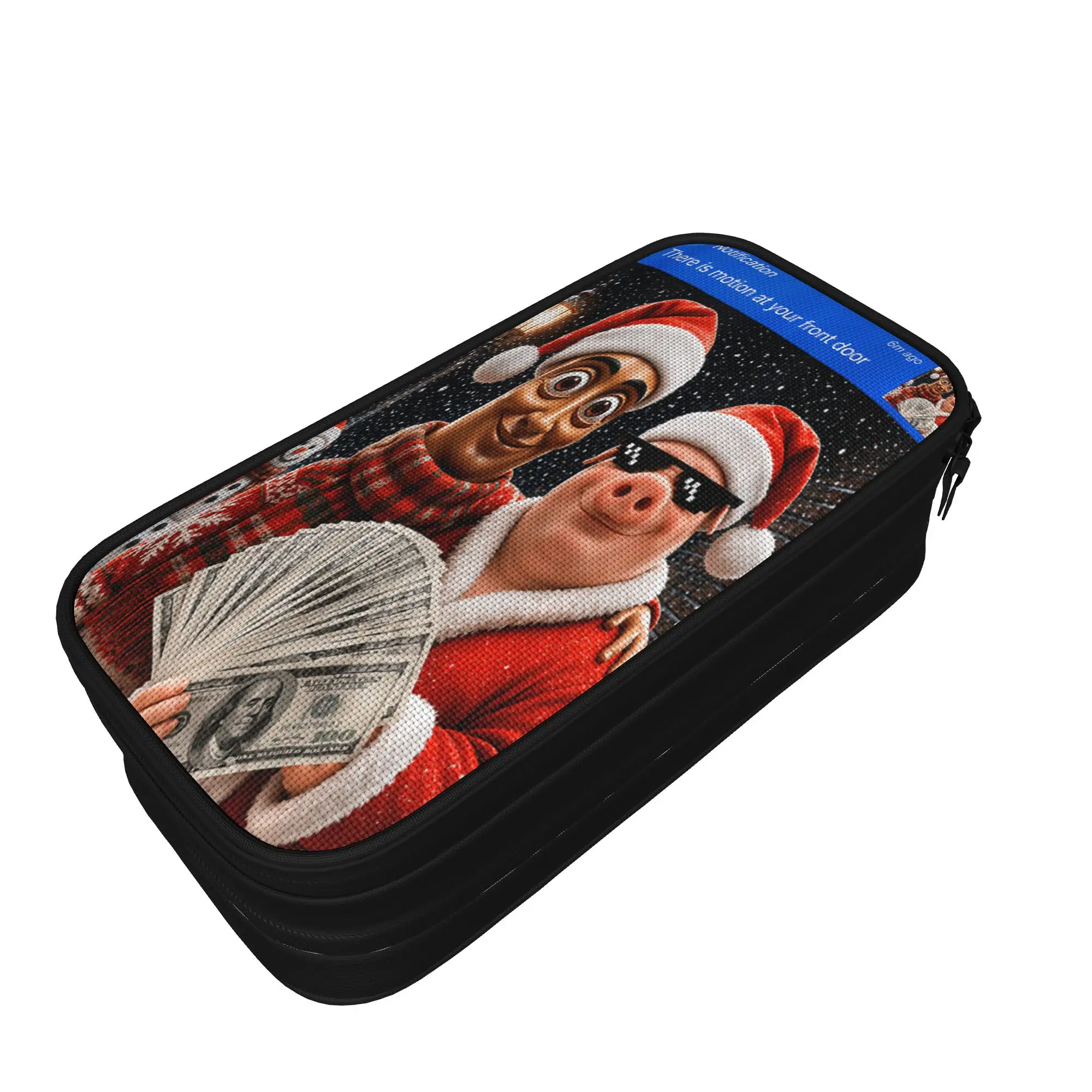 John Pork and Tung Tung Sahur Front Door Motion Chirstmas Pencil Case Large Pencil Bag Students Lovely School Pencil Cases