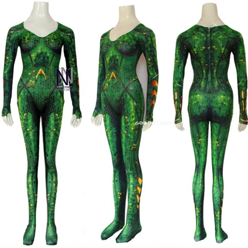 

Women's Sexy Green Mera Cosplay Costume - Anime Sea Movie Queen Mera Amber Tights Jumpsuit for Halloween Christmas