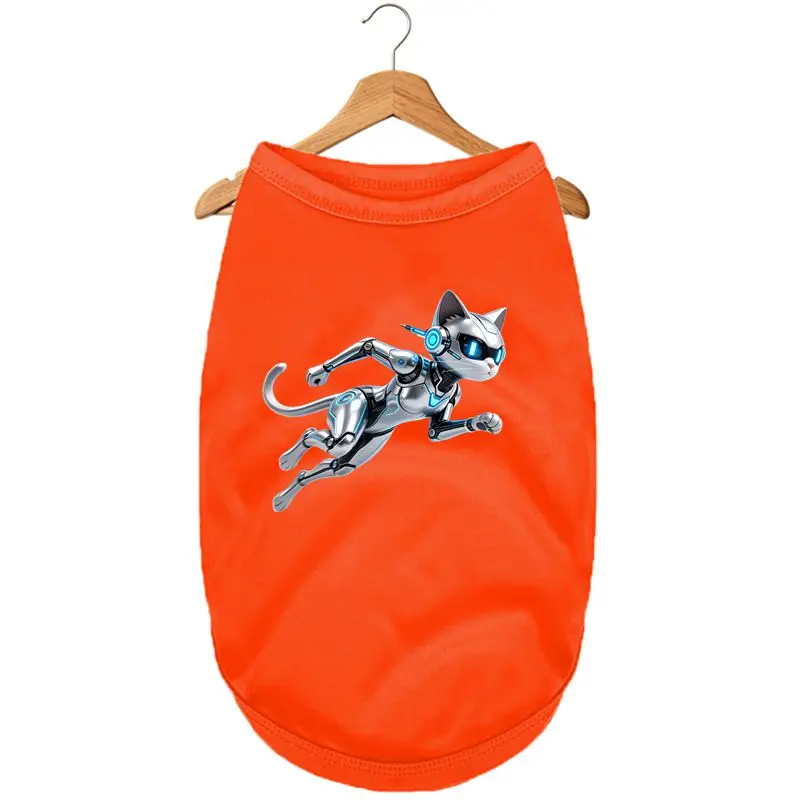 

Summer Dog Vest with Cute Robotic Cat Print Breathable Quick Dry Pet Clothes for Small Medium Dogs