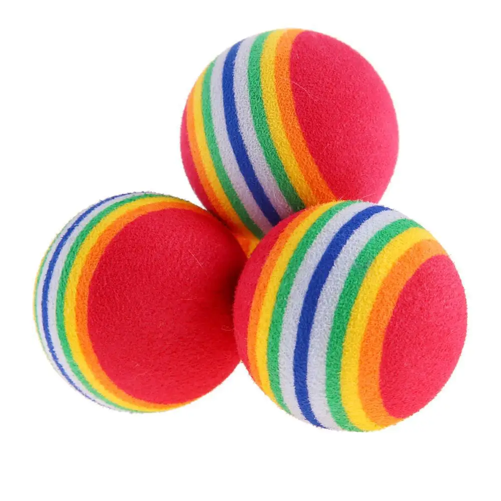 1pc Rainbow Eva Cat Toys Ball Interactive Cat Dog Play Chewing Rattle Scratch Eva Ball Training Balls Pet Product Supplies