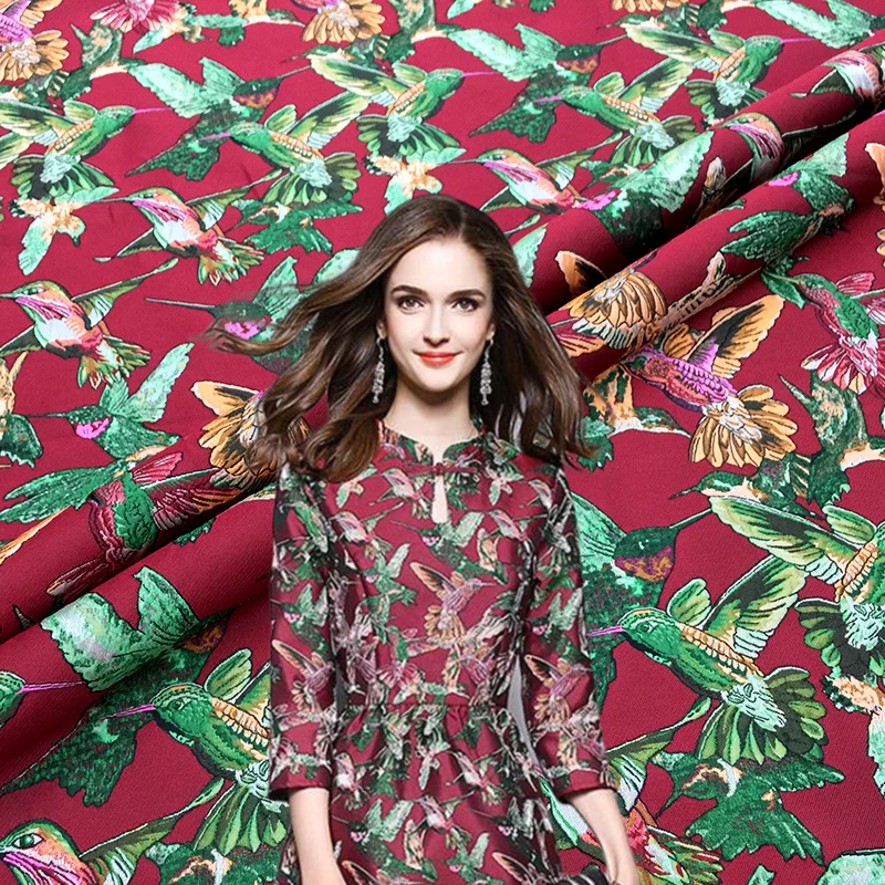 Tessuto broccato Jacquard Design di marca europea modello di uccello autunno inverno abito rigido giacca cappotto abbigliamento tessuti di moda