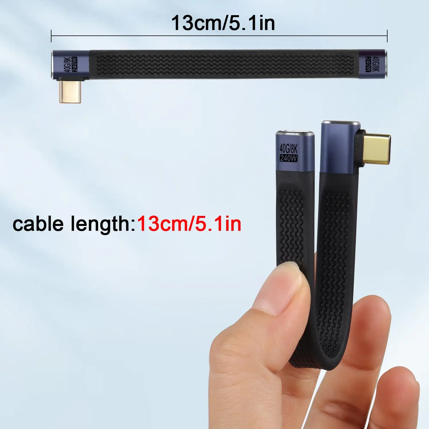 40Gbps USB4.0 C Female to Male 90° Angle Short Cable 240W Type C 4.0 Socket to Right Angle Plug PD Fast Charging Extension Cable