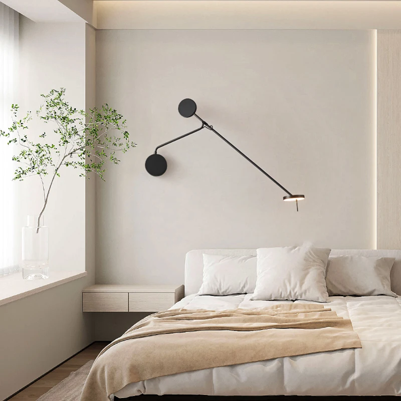 Imagem -03 - Moderno Simples Lâmpada de Parede Led Braço Longo Ajustável Arandelas para Sala de Estar Quarto Extensível Swing Arm Wall Sconces Iluminação