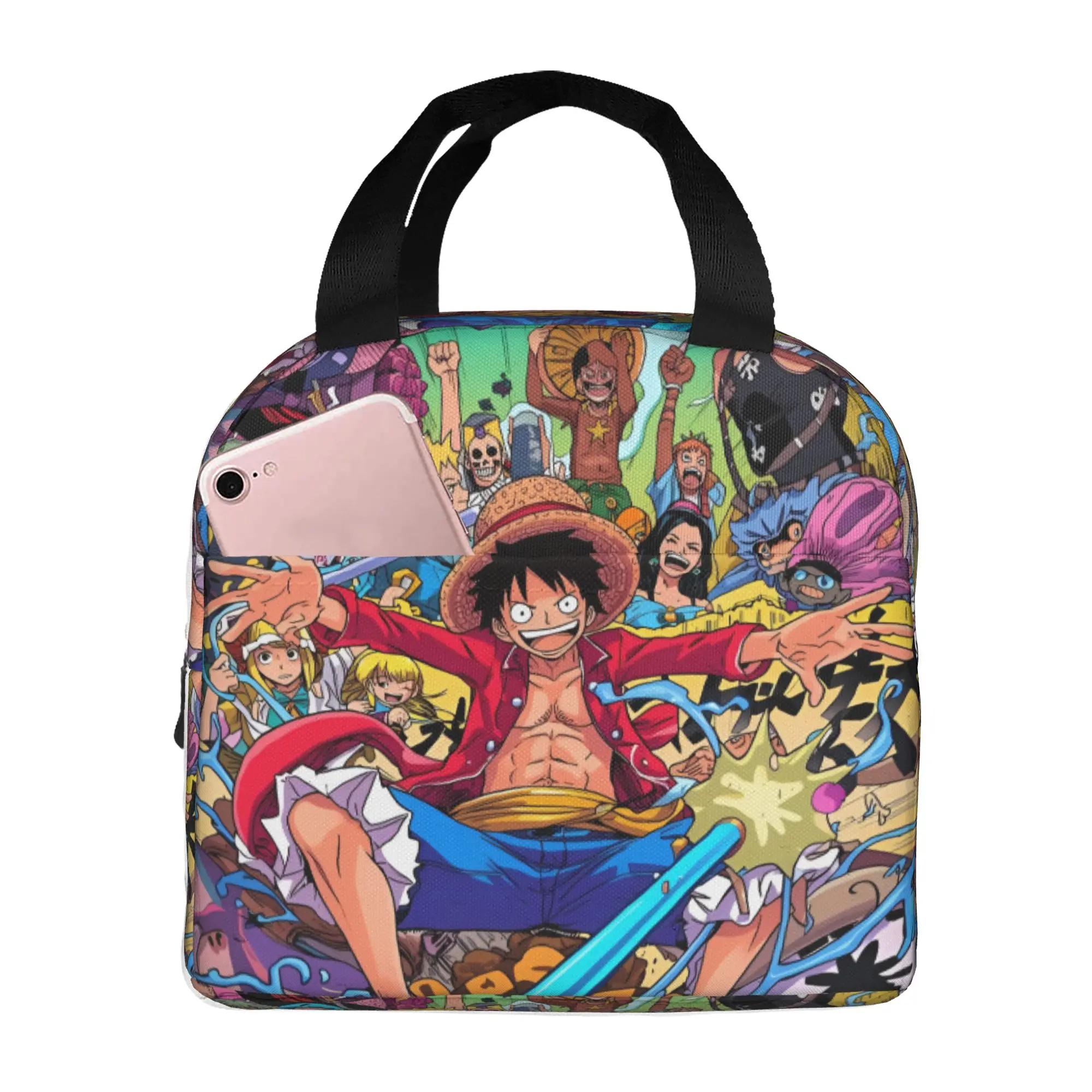 Bolsa de Almuerzo Aislada Personalizada de One Piece Luffy para Mujer, a Prueba de Fugas, con Diseño de Manga, Térmica, para Oficina, Picnic, Viajes