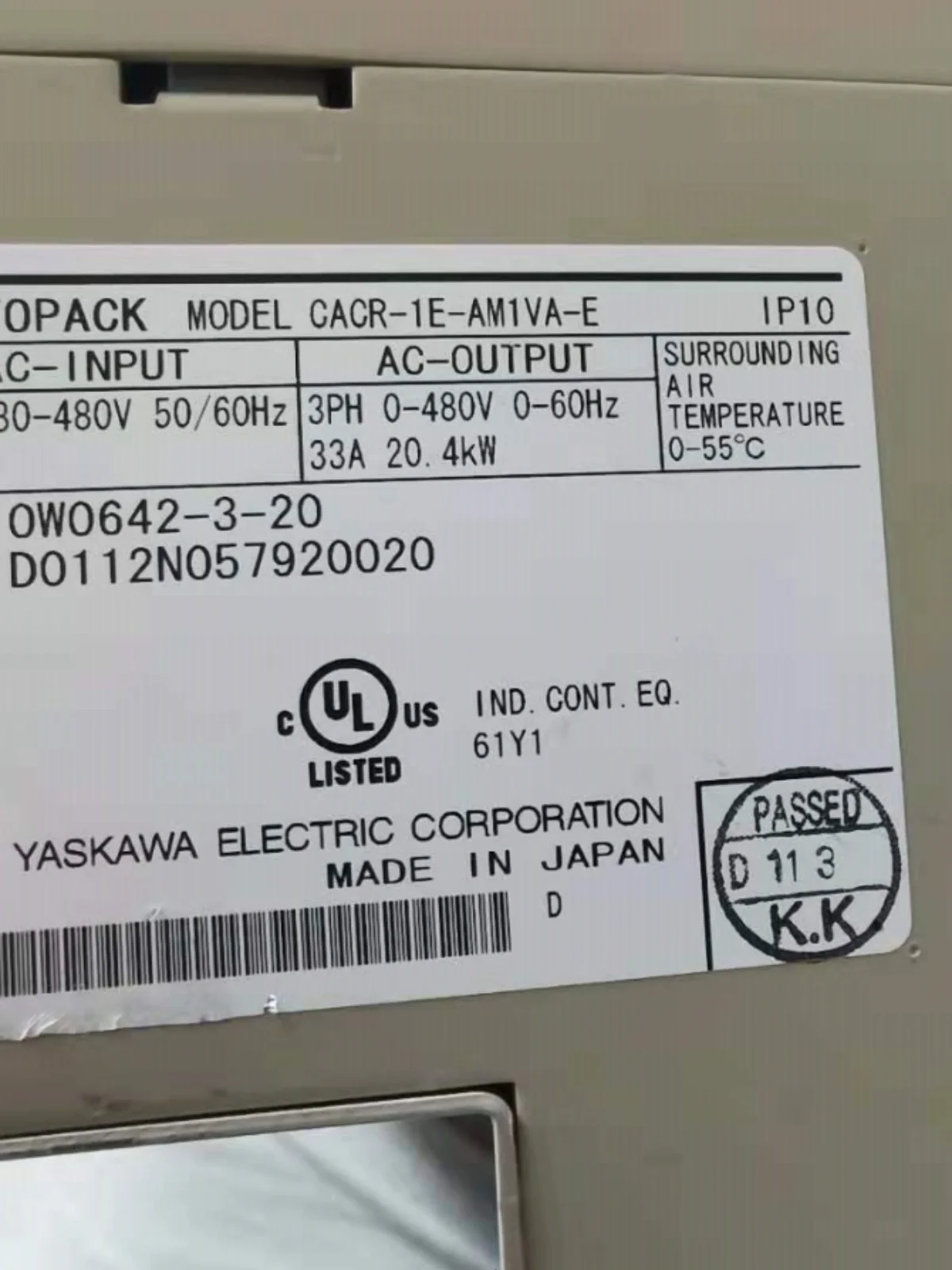 YASKAWA Yaskawa Drive CACR-1E-AM1VA-E Original Spot