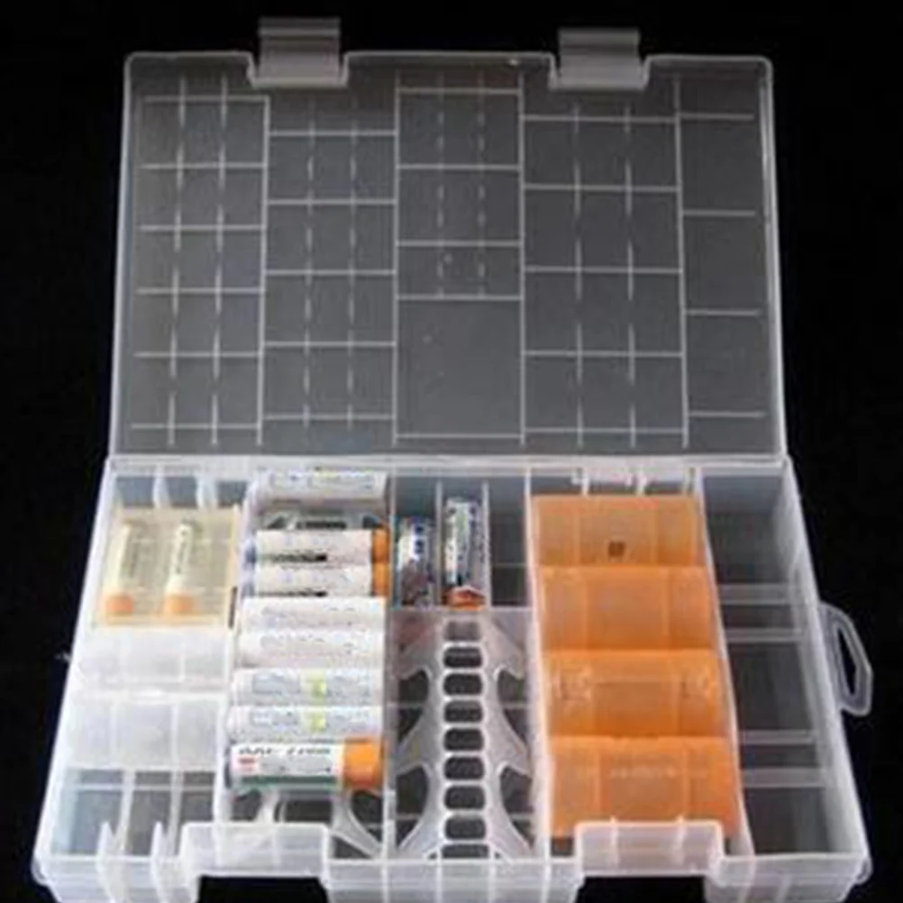 

Clear Portable Hard Plastic Storage Box Large Size Organize 10-20 Aa 8-15 Aaa 5 C 4 D 2 9V Batteries Holder
