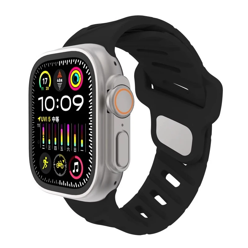 Sport siliconen band voor Apple Watch Ultra 2 10 9 8 7 6 SE 5 4 Twill patroon armband riem voor iWatch 42 mm 44 mm 45 mm 46 mm 49 mm