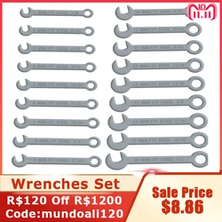 18pcs 1-18mm Mini Box Wrench Set Open Dual-Purpose Combination Ratchet Wrench Portable Universal Spanner Car Repair Hand Tools