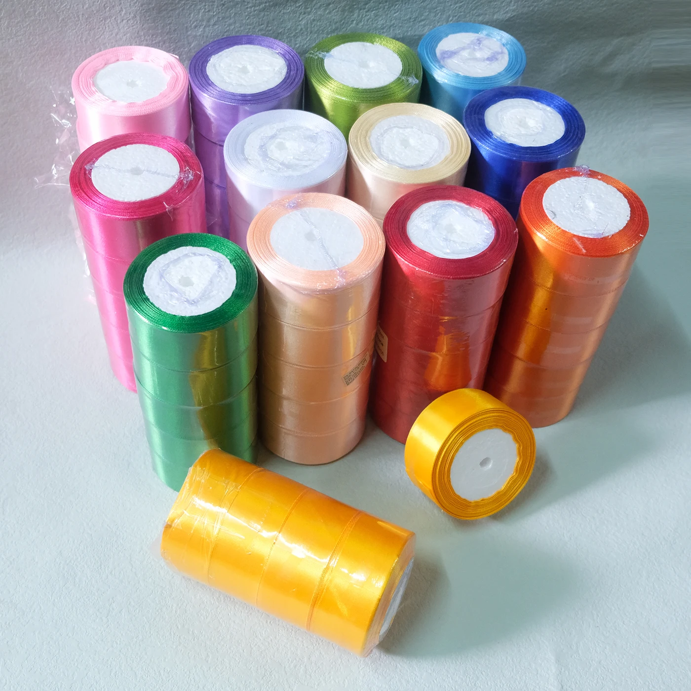 5 rolls 125 yard nastro di raso 4cm di larghezza nastri fiore di rosa che fa artigianato fai da te materiale nastro colorato per la decorazione