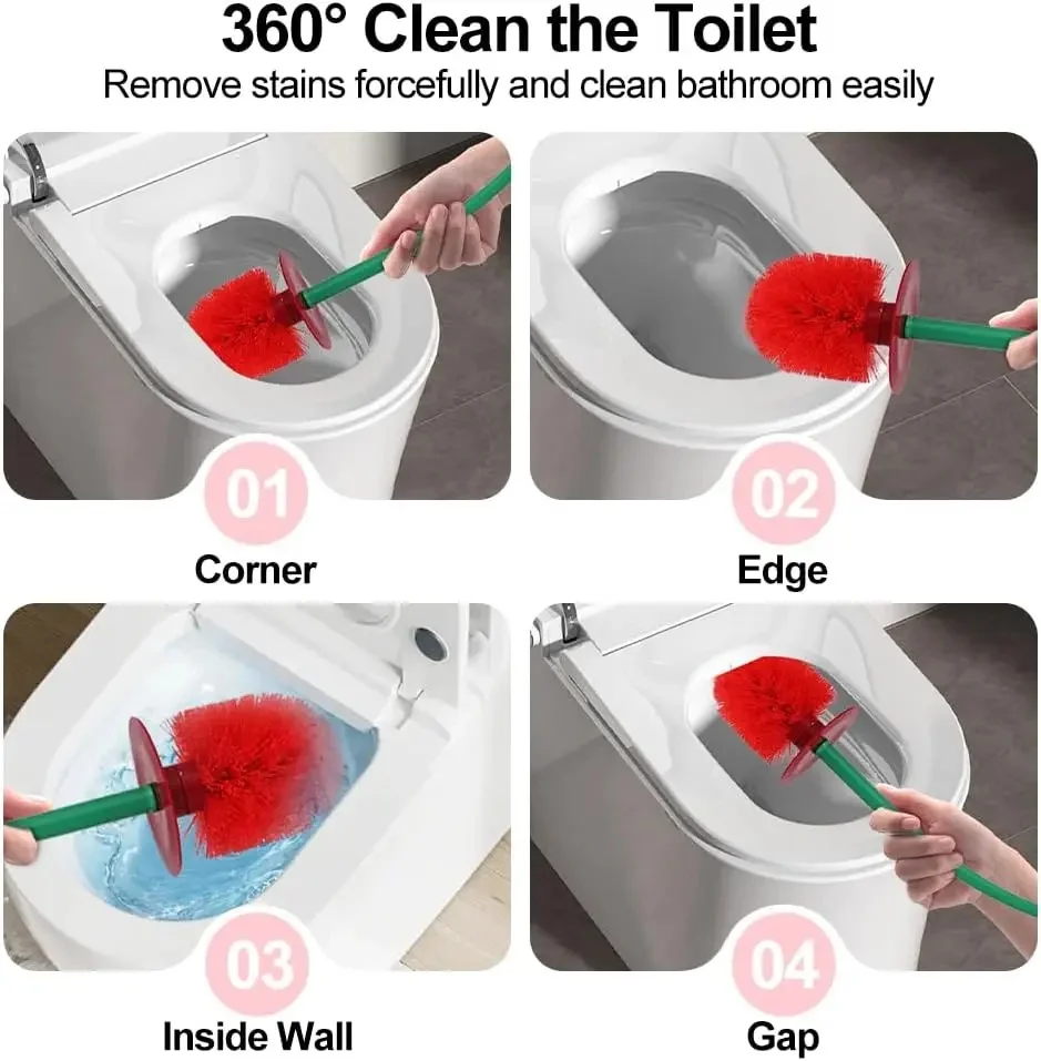 1-teiliges mehrfarbiges Kirsch-Toilettenbürstenset, Reinigungsbürste mit langem Griff und weichen Borsten, Frucht-Badezimmer-Dekorationszubehör – Detail 8