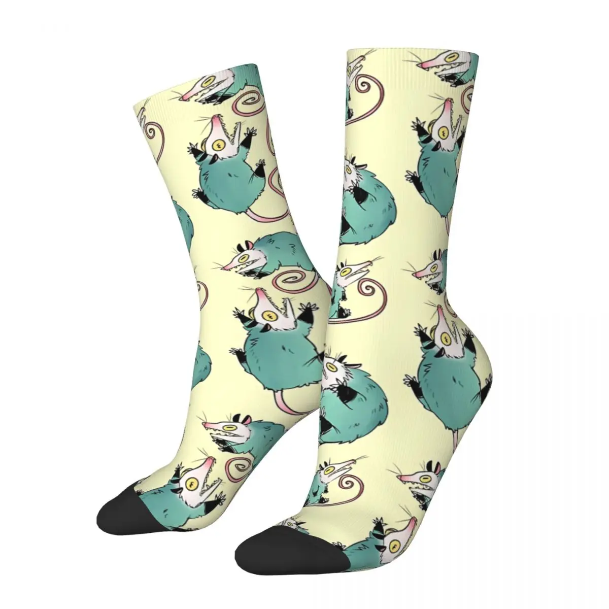 Crazy Sock for Men Trash Cats Hip Hop Harajuku Opossum Cute Animal Happy Quality Pattern Printed Boys Crew Sock Casual Gift