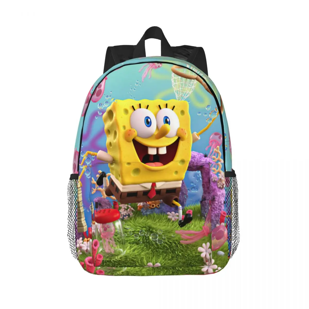 Mochila universitaria impermeable de Bob Esponja, bolsa de viaje para ordenador portátil, libro, 15 pulgadas, alta capacidad, nueva moda