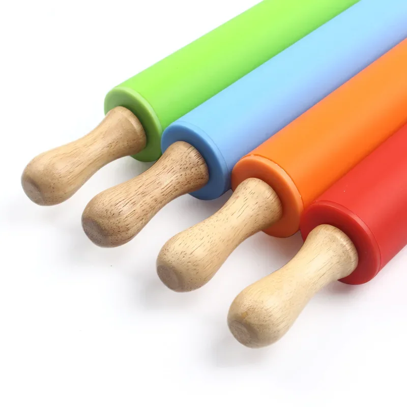 1Pcs Silicone Non-stick Fondant Rolling Pin for Fondant Cake Dough Roller Decorating Cake Roller Crafts Baking Cooking Tool