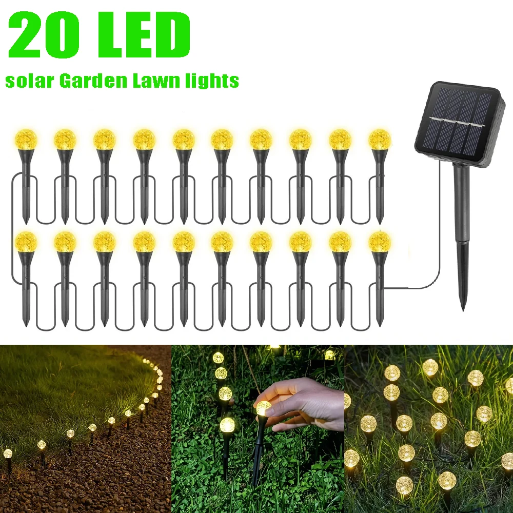 

Outdoor 20LED Solar Bubble Ball Lawn Light Waterproof Lantern Solar Pathway String Lamp Garden Patios Trail Lighting Decoration