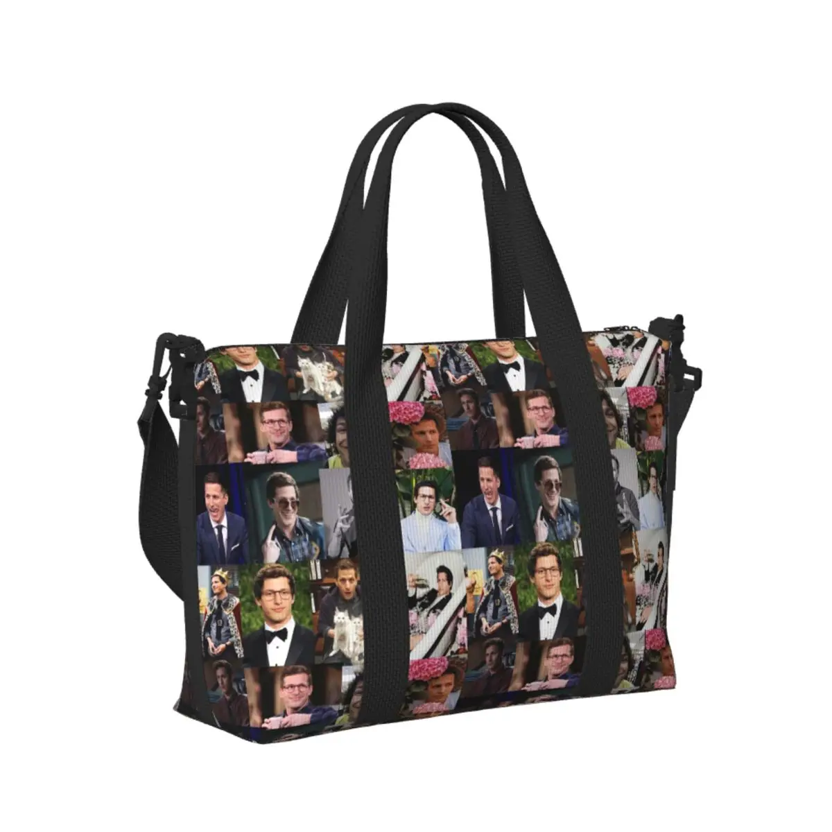 

Andy Samberg (jake Peralta) Pic Collage Beach Travel Bag Large Capacity Tote Bags for Gym Women Shopping Duffle Shoulder Bag