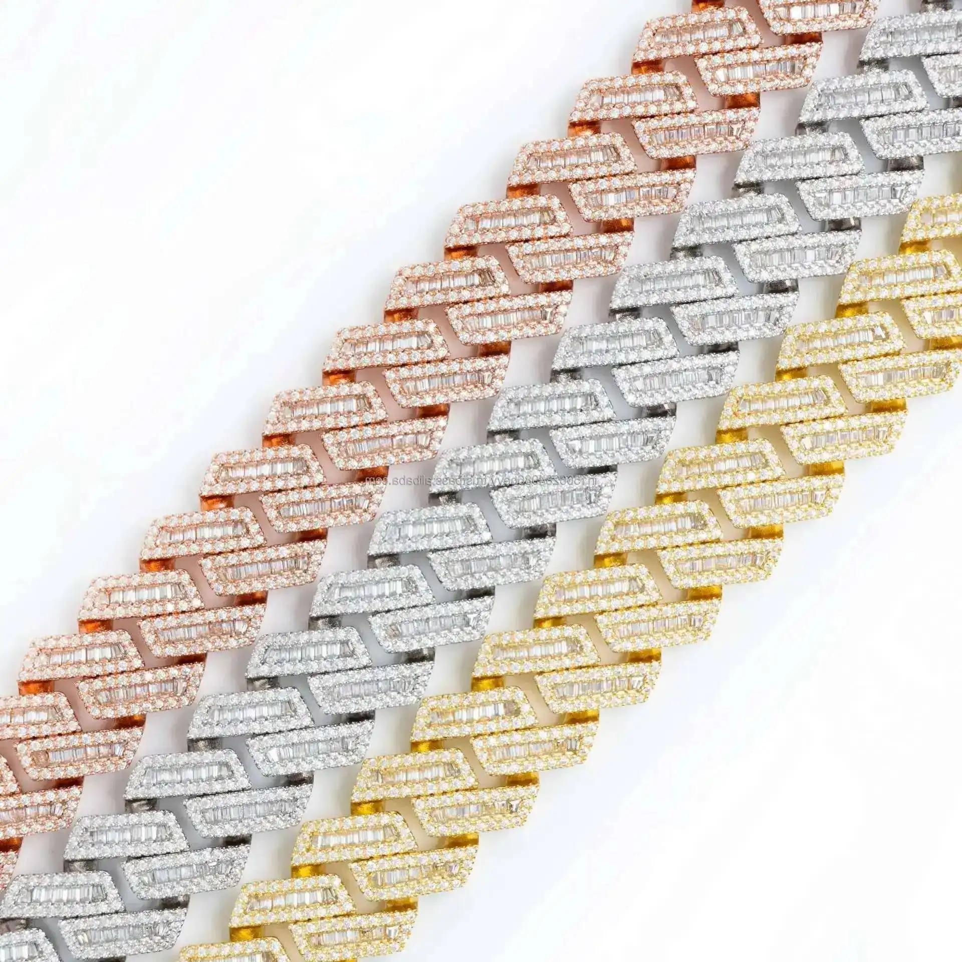 

Серебряная цепочка в стиле хип-хоп Iced Out с муассанитом и бриллиантами 925, кубинская цепочка из стерлингового серебра 925 пробы с бриллиантом, муассанитовая цепочка с покрытием из розового золота