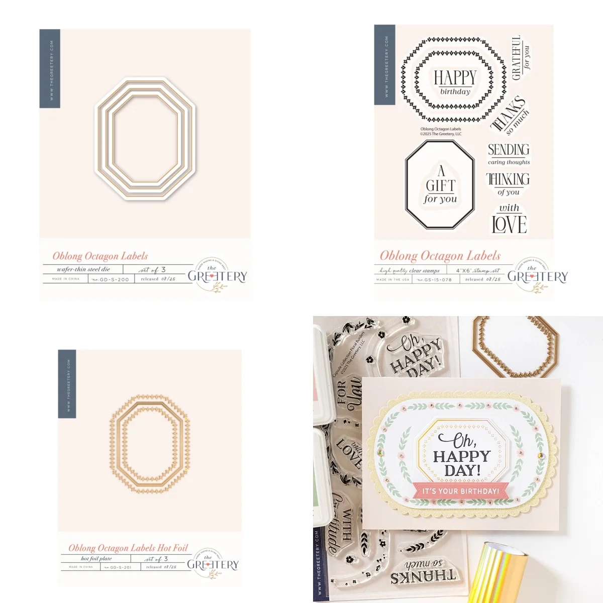 Etiquetas octagonales oblongas con forma de troqueles de corte de Metal, plantilla de sellos transparentes para hacer tarjetas DIY, decoración artesanal de álbum de recortes, nuevo de 2025