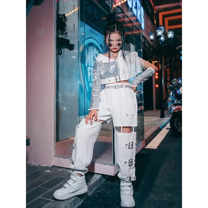 

ZZL Street Dance Hip-hop Dance Clothes Girls Pant Suit Tracksuit Wear Kids Catwalk Set Korean Group Costume K-POP Dance Wear