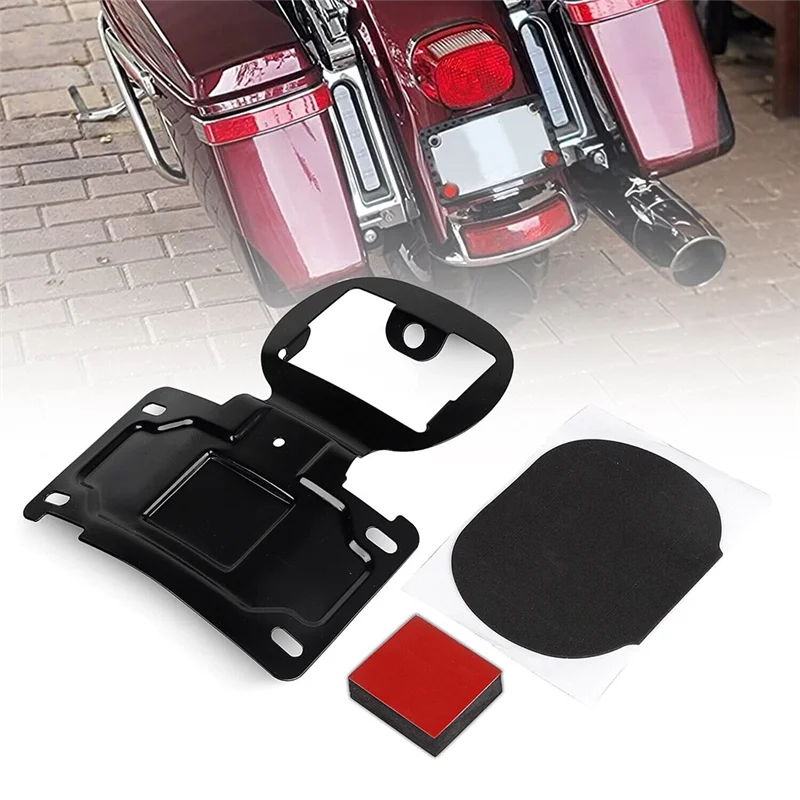 

Premium Black Motorcycle License Plate Relocation Bracket For 16-19 Road Glide Ultra FLTRU Replacement Parts Accessories