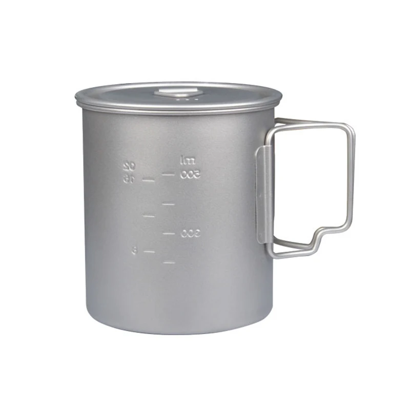 

Сверхлегкая титановая чашка для питья 450 мл со складной ручкой и крышкой, титановая походная чашка